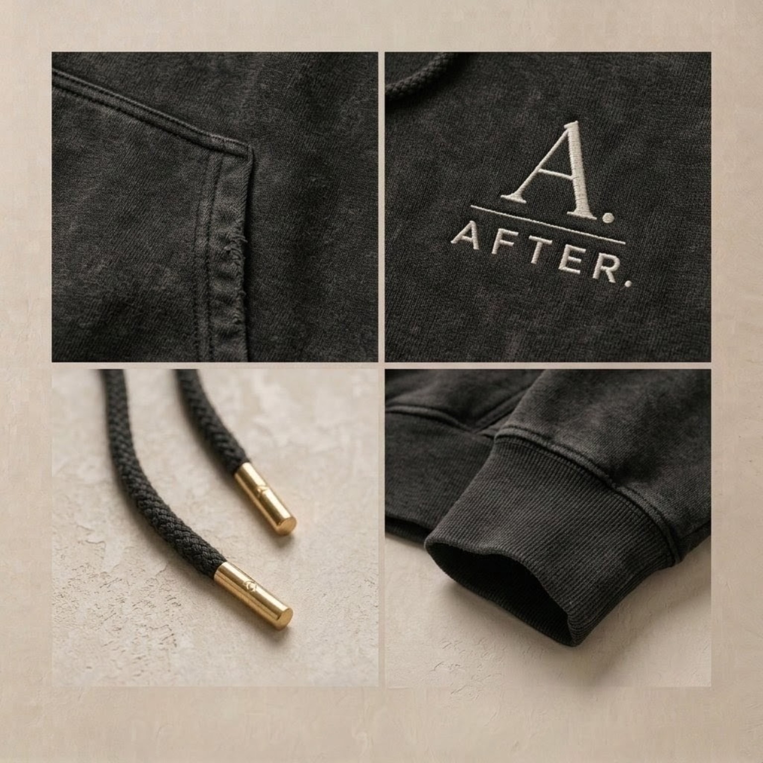 AFTER. washed black material and construction study