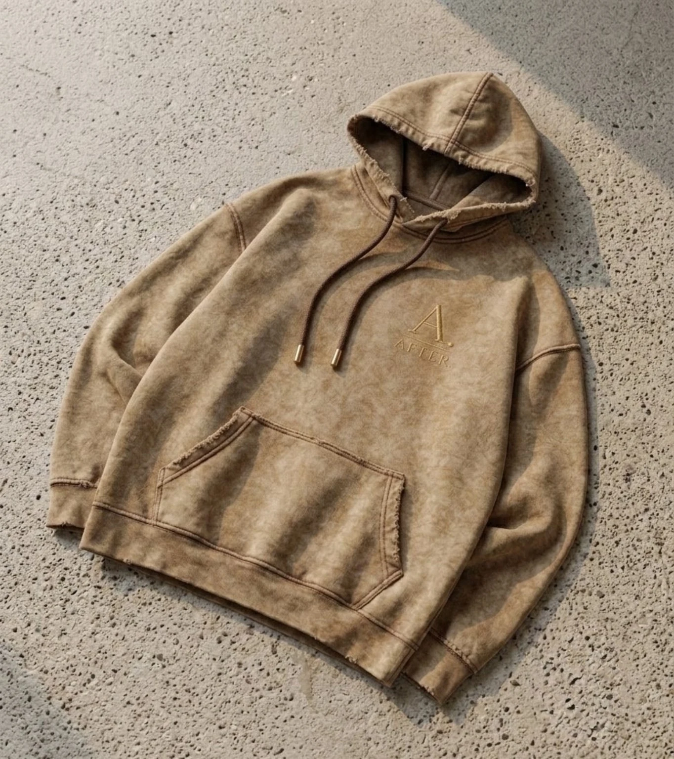 TIME hoodie in Bone, front development view